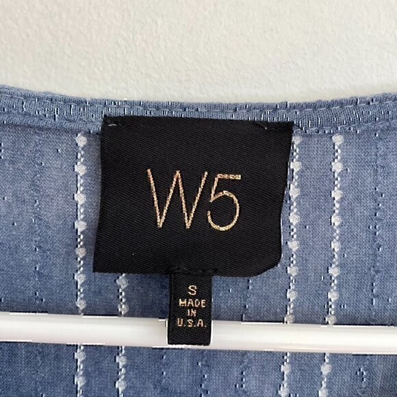 W5 ANTHROPOLOGIE Mariana Blouse Dot Stripe Blue White Ruffle 3/4 Sleeve Boho Top - Picture 5 of 12